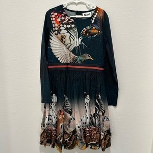 Molo Kids Dress with Butterfly and Animal Print - Multicolor